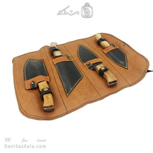 ست چاقوی طبیعت گردی به همراه کیف چرمی مجموعه 4 عددی کد MS-13