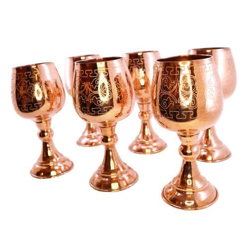 ست گلاسه مسی طرح دار توپی 6 عددی کد SSH-54