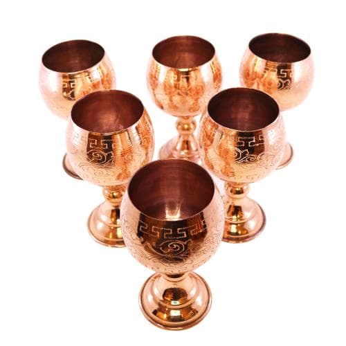 ست گلاسه مسی طرح دار توپی 6 عددی کد SSH-56