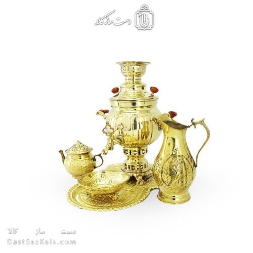 سرویس سماور برنجی دکوری آینه ای 3 لیتری کد AH-140