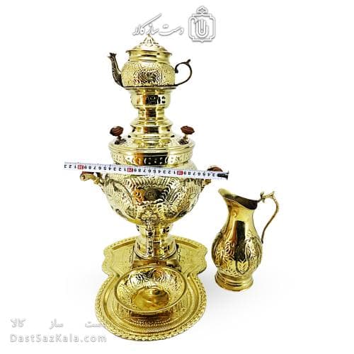 سرویس سماور ذغالی برنجی طرح دار 6 لیتری کد AH-138