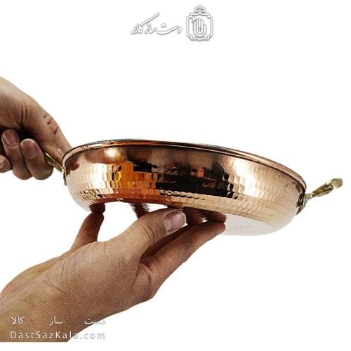 سرویس ماهیتابه مسی زنجان دسته برنجی مجموعه 3 عددی کد AH-159