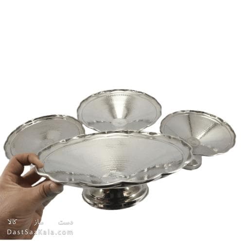 سرویس مسی پذیرایی سفید با روکش کروم مدل دیبا 4 تایی کد AH-20