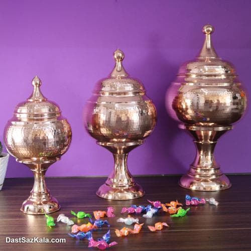 سرویس پذیرایی مسی درب دار زنجان مدل گنبدی کد PA-21