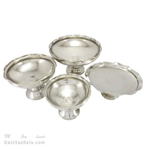 سرویس پذیرایی مسی سفید با روکش کروم مدل لبه چین 4 تایی AH-21