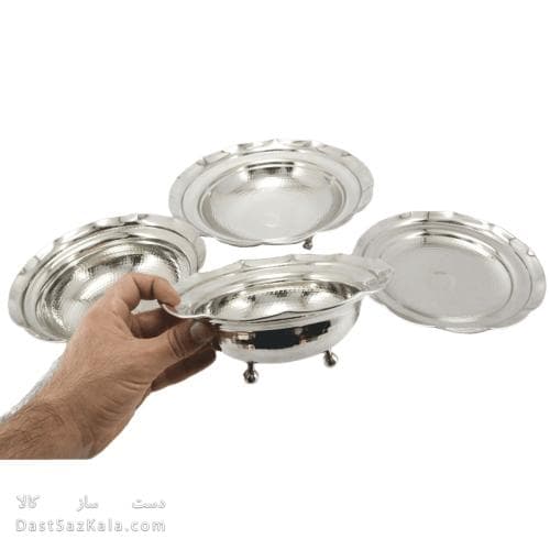 سرویس پذیرایی مسی سفید سه پایه نانو شده 4 تیکه AH-90