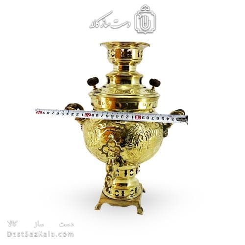 سماور ذغالی برنجی طرح دار 3 لیتری کد AH-137