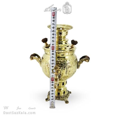 سماور ذغالی برنجی 1 لیتری مدل قلم زنی کد AH-151