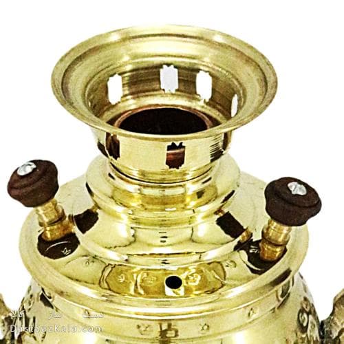 سماور ذغالی برنجی 1 لیتری مدل قلم زنی کد AH-151