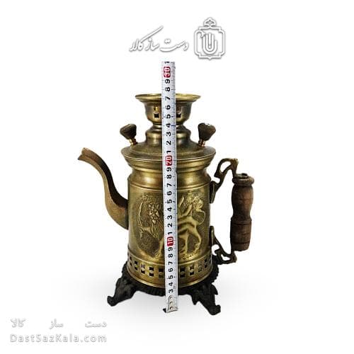 سماور زغالی شکاری برنجی آنتیک 1.5 لیتری کد AH-136