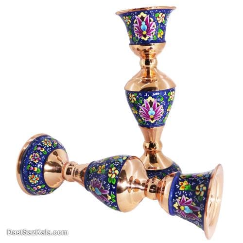 شمعدانی مس و پرداز 22 سانتی 2 عددی کد MJ-33