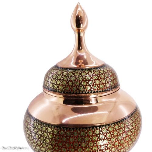 شکلات خوری مس و خاتم اصفهان 27 سانتی قرمز کد MJ-66