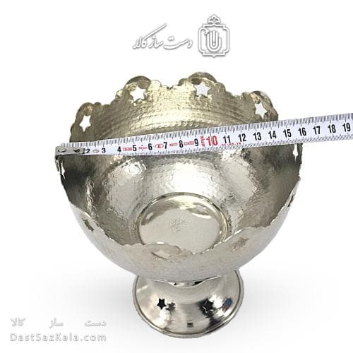 شکلات خوری مسی سفید پایه دار مدل ستاره ای 16 سانتی کد AH-36