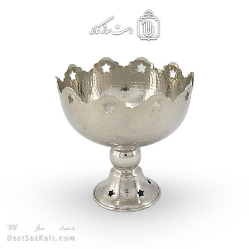 شکلات خوری مسی سفید پایه دار مدل ستاره ای 16 سانتی کد AH-36