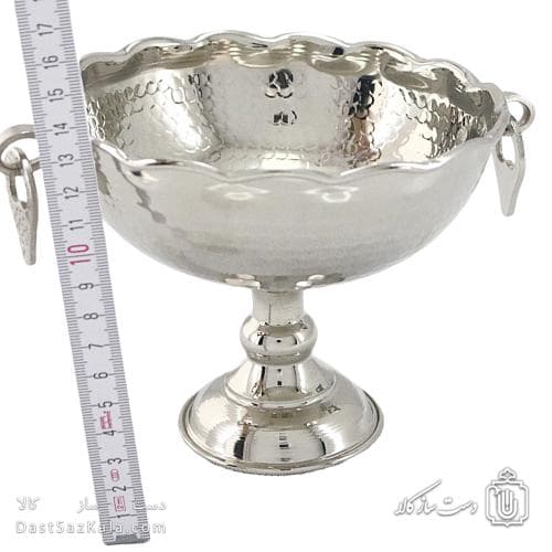 شکلات خوری مسی سفید پایه دار مدل گوشواره ای 15سانتی کد AH-53