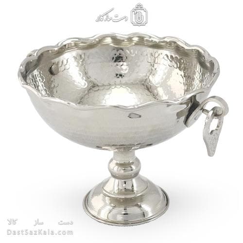 شکلات خوری مسی سفید پایه دار مدل گوشواره ای 15سانتی کد AH-53