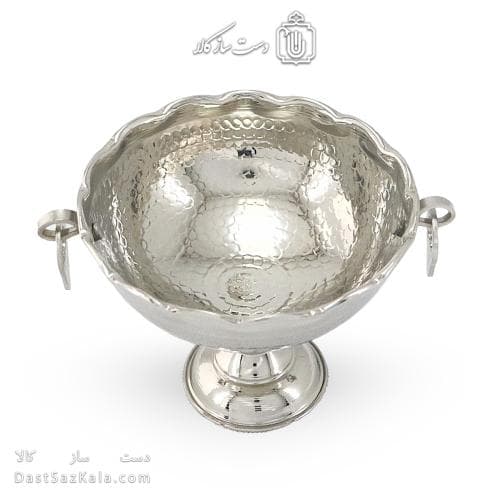 شکلات خوری مسی سفید پایه دار مدل گوشواره ای 15سانتی کد AH-53