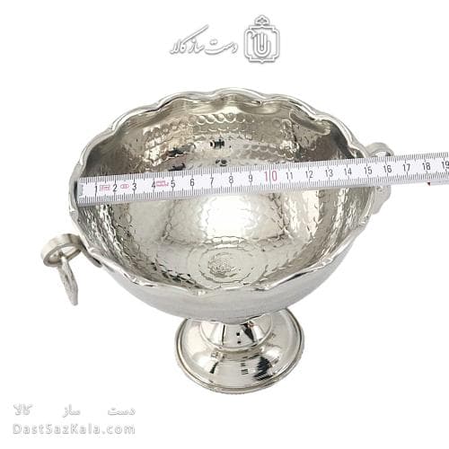 شکلات خوری مسی سفید پایه دار مدل گوشواره ای 15سانتی کد AH-53