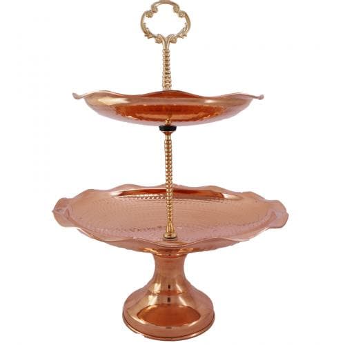 شیرینی خوری دو طبقه مسی پایه دار زنجان کد AAS-11