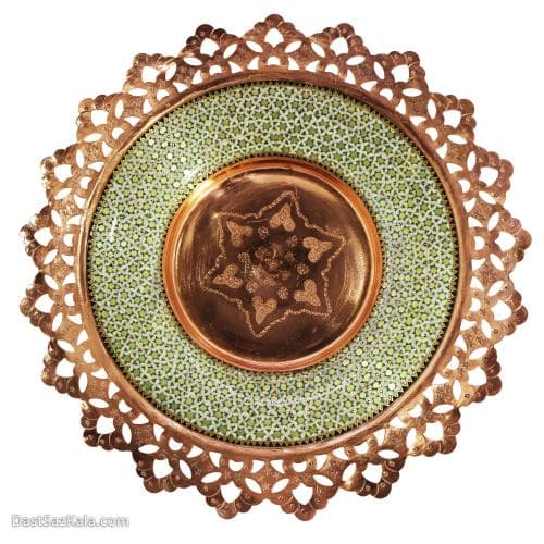 شیرینی خوری مس و خاتم پایه دار کد MJ-79