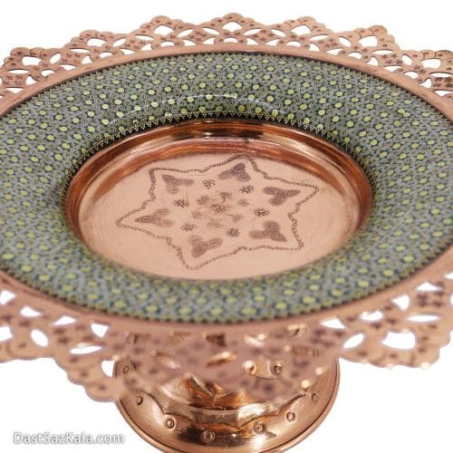 شیرینی خوری مس و خاتم پایه دار کد MJ-79