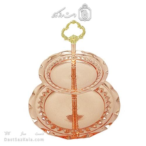 شیرینی خوری مسی دو طبقه جدید به ارتفاع 35 سانتیمتر کد AH-131