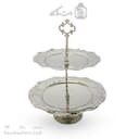 شیرینی خوری مسی دو طبقه سفید به ارتفاع 30 سانتیمتر کد AH-134