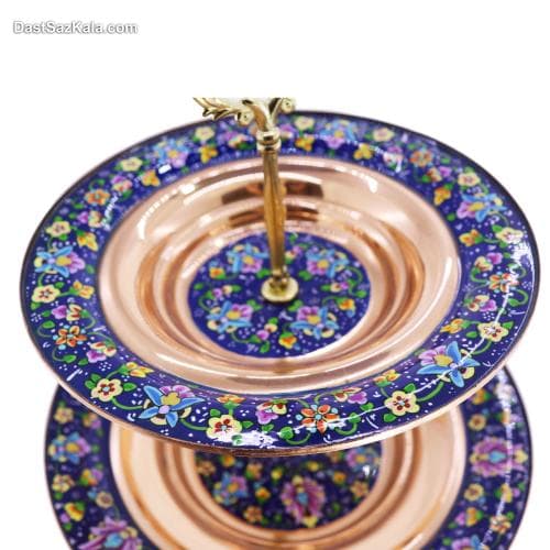 شیرینی خوری مسی دو طبقه مدل پرداز کد MJ-35