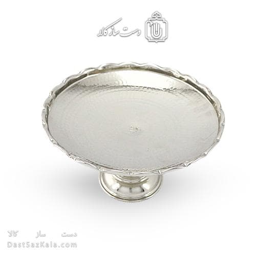 شیرینی خوری مسی سفید پایه دار زنجان قطر 22 سانتی کد AH-106