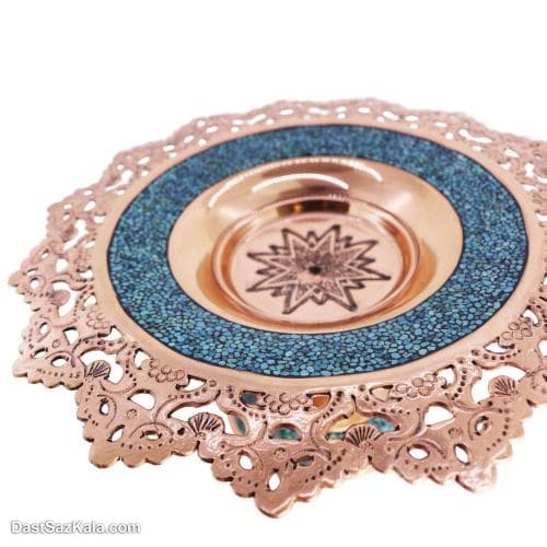 شیرینی خوری فیروزه کوبی مسی پایه دار کد MJ-61