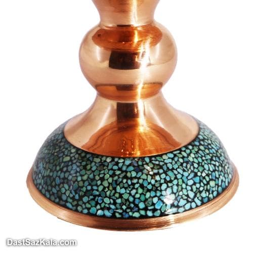 شیرینی خوری مسی فیروزه کوبی پایه دار کد MJ-62