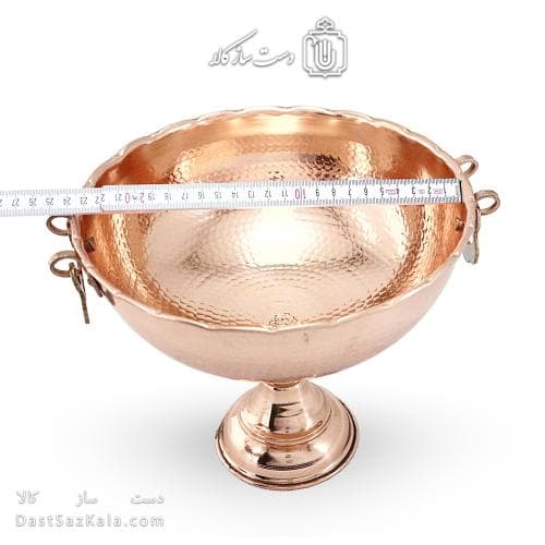 شیرینی خوری مسی پایه دار زنجان گوشواره ای 23 سانتی کد AH-51