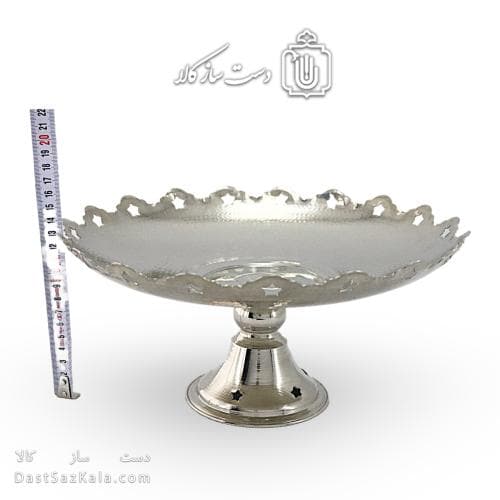 شیرینی خوری مسی پایه دار سفید مدل ستاره ای 28 سانتی کد AH-38