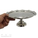 شیرینی خوری مسی پایه دار سفید مدل لبه چین 25 سانتی کد AH-47