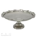 شیرینی خوری مسی پایه دار سفید مدل لبه چین 25 سانتی کد AH-47