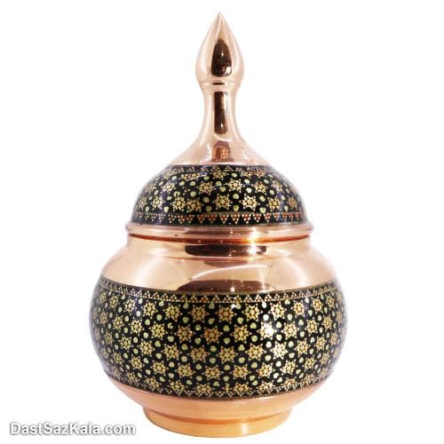 قندان مسی خاتم کاری سایز 18 کد MJ-82