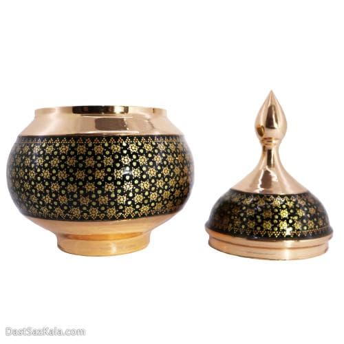 قندان مسی خاتم کاری اصفهان سایز 20 کد MJ-81