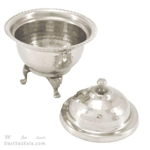 قندان مسی سفید سه پایه ساخت زنجان 12 سانتیمتری AH-80