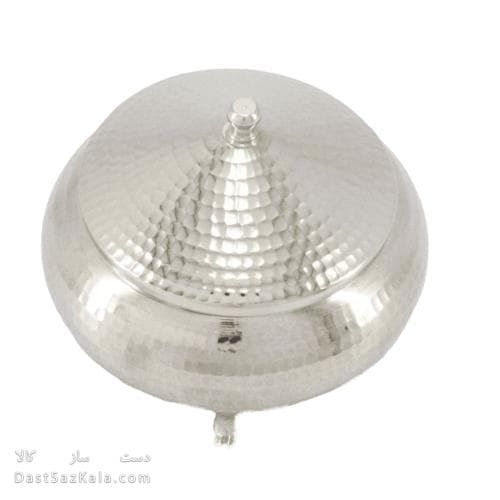 قندان مسی سفید مدل سفینه ی سه پایه 10سانتیمتری کد AH-81