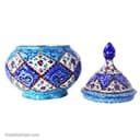 قندان میناکاری مسی درب دار 14 سانتیمتری کد LT-50