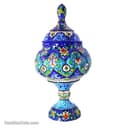 قندان میناکاری پایه دار و درب دار مسی 23 سانتیمتری کد LT-35