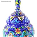 قندان میناکاری پایه دار و درب دار مسی 23 سانتیمتری کد LT-35