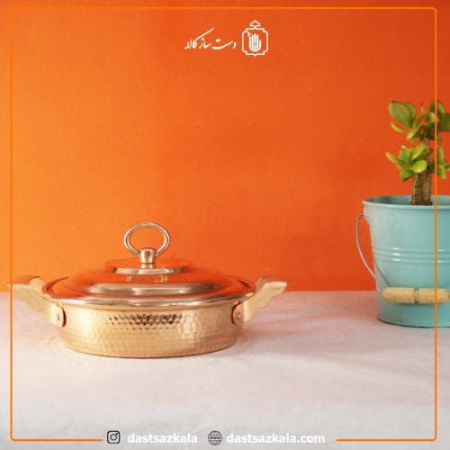 ماهیتابه درب دار مسی زنجان سایز 1 کوچک کد PA-32