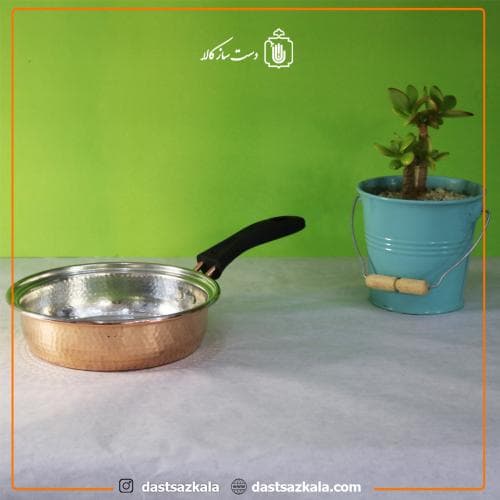 ماهیتابه مسی کوچک زنجان دسته دار سایز 1 کد PA-26