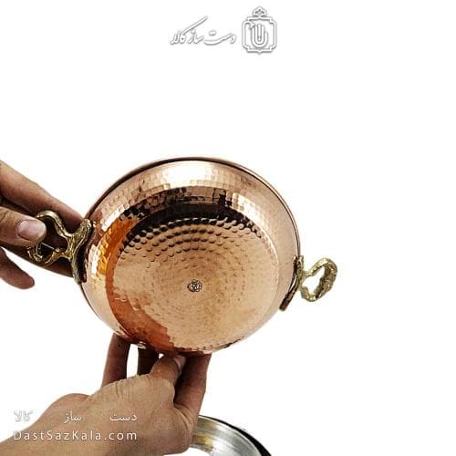 ماهیتابه مسی کوچک زنجان 17 سانتی دسته برنجی کد AH-158