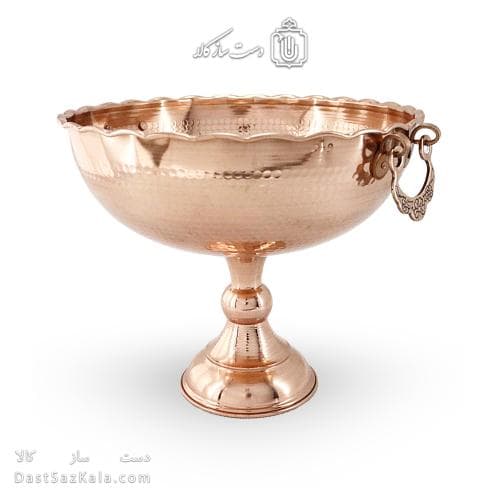 میوه خوری مسی بزرگ پایه دار گوشواره ای قطر 27 سانتی کد AH-52