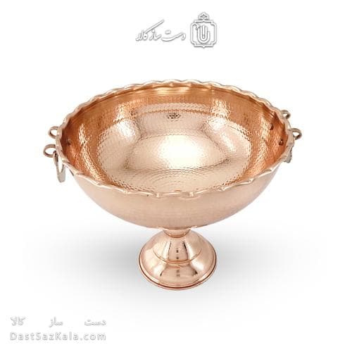 میوه خوری مسی بزرگ پایه دار گوشواره ای قطر 27 سانتی کد AH-52