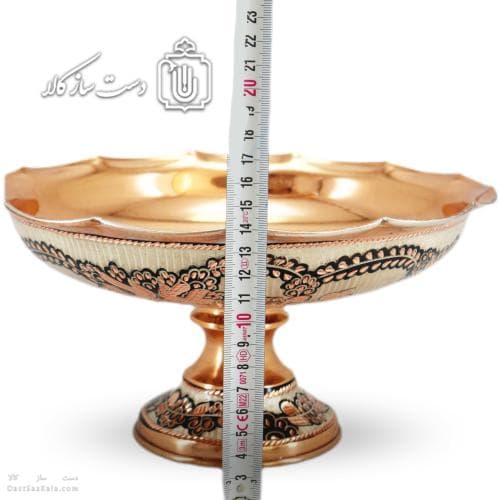 میوه خوری مسی پایه دار الماس تراش نقره کوب کد MJ-130