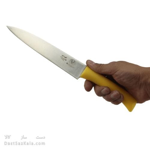 چاقوی استیل مروارید زنجان راسته دسته زرد پلاستیکی کد 15-MN