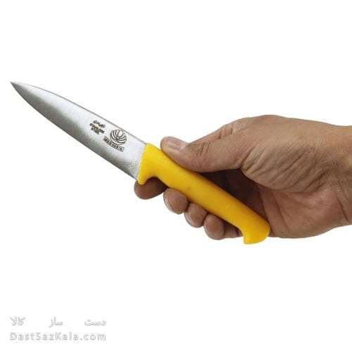 چاقوی دم دستی زنجان دسته زرد پلاستیکی 22 سانتیمتری کد MN-17